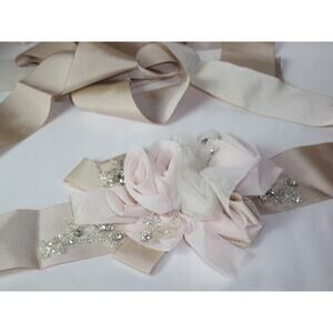 Blush formal belt sash, Quinceanra Sweet 16 prom party bridal wedding belt sash